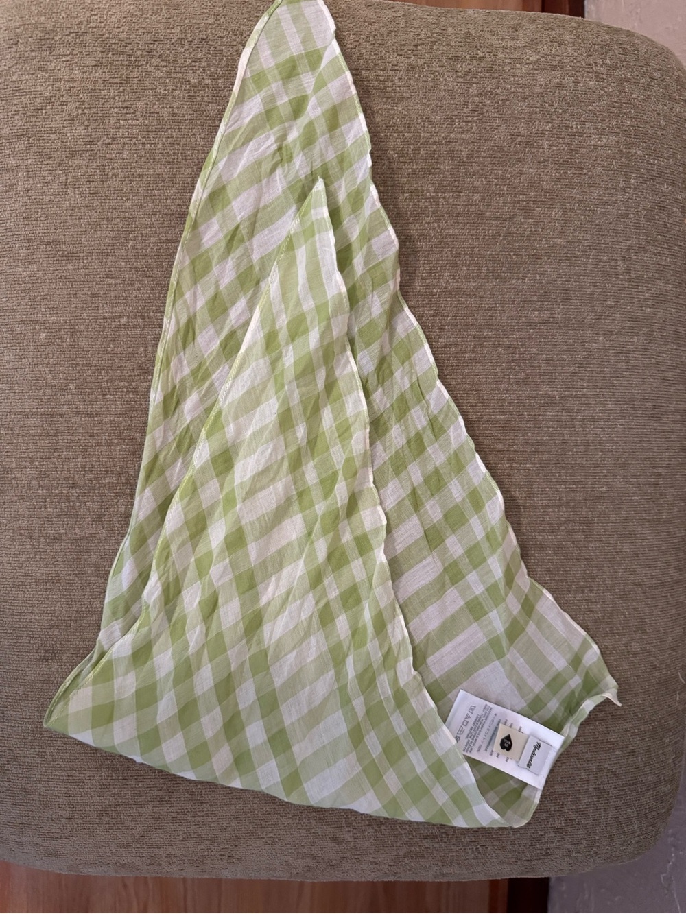 Madewell White Green Gingham Bandana